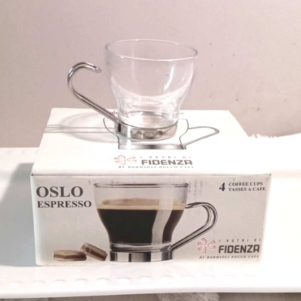 Bormioli Rocco Casa Fidenza Fine Italian🇮🇹 Expresso Glass Cups  Set of Four ☕️